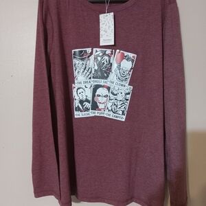 Woman Graphic Long Sleeve Shirt - Maroon